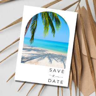 Tropische Palm Tree Beach Digitale bruiloft Save The Date