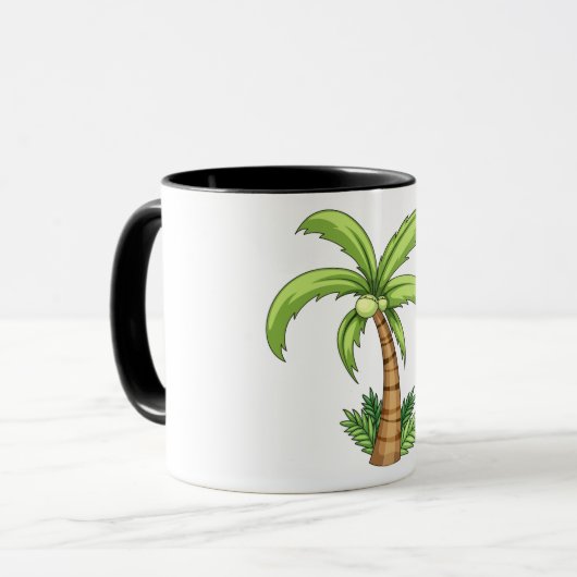 Tropische Palm Tree Beach en Island Vibes Mok (Voorkant links)