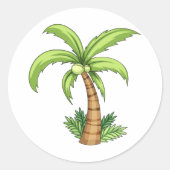 Tropische Palm Tree Beach en Island Vibes Ronde Sticker (Voorkant)