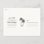 Tropische Palm Tree Kustbruiloft Save the Date Aankondigingskaart (Achterkant)