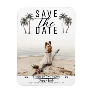 Tropische Palm Tree Kustbruiloft Save the Date Magneet