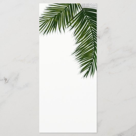 Tropische Palm Tree Leaf Elegant Wedding Menu (Achterkant)