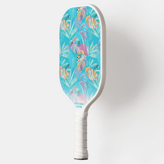 Tropische palm Tree Leaf Pattern Custom Name Phone Pickleball Paddle (Links)