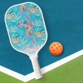 Tropische palm Tree Leaf Pattern Custom Name Phone Pickleball Paddle
