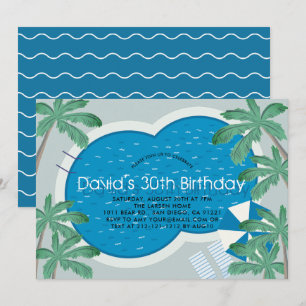 Tropische Palm Tree Pool Party volwassen verjaarda Kaart