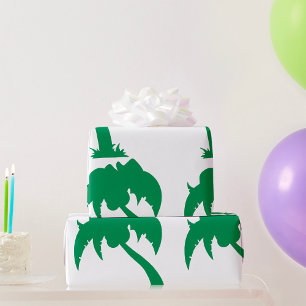 Tropische Palm Tree Silhouette Green Island Beach Cadeaupapier