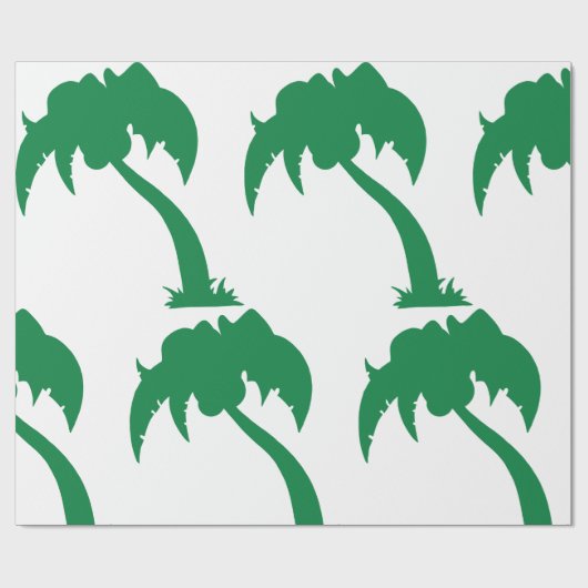 Tropische Palm Tree Silhouette Green Island Beach Cadeaupapier (Vlak)