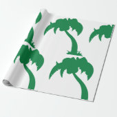 Tropische Palm Tree Silhouette Green Island Beach Cadeaupapier (Uitgerold)