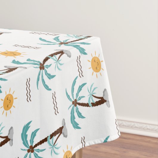 Tropische palm Tree Sunshine Blauwgroen Turquoise Tafelkleed (Voorbeeld)