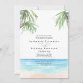 Tropische palm Trees Beach Wedding Invitation Kaart (Voorkant)