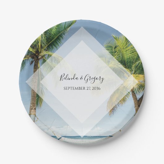 Tropische palm Trees Beach Wedding Papieren Bordje (Voorkant)