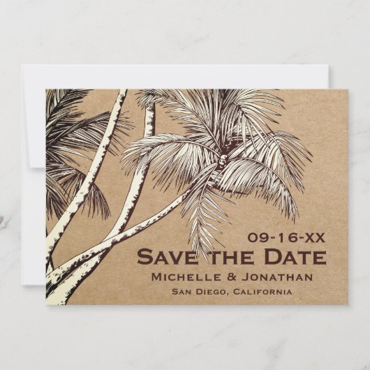 Tropische palm Trees Beach Wedding Save The Date (Voorkant)