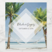 Tropische palm Trees Beach Wedding Wijn Etiket (Enkel label)