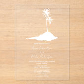 Tropische Palm Trees Island Beach bruiloft Acryl Uitnodigingen (Voorkant)