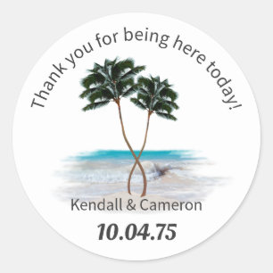 Tropische palm Trees Round Wedding Sticker