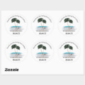 Tropische palm Trees Round Wedding Sticker (Vel)