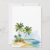 Tropische Palm Trees Strand Bestemming Bruiloft Kaart (Achterkant)