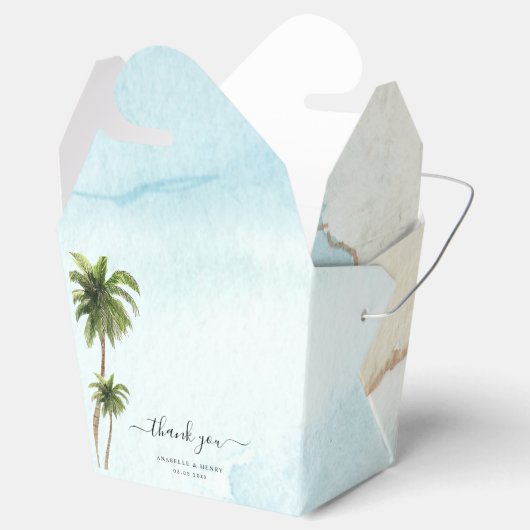 Tropische Palm Trees Zand Strand Bestemming Bruilo Bedankdoosjes (Geopend)