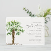 Tropische palm Waterverf Couples Shower Invite Bedankkaart (Staand voorkant)