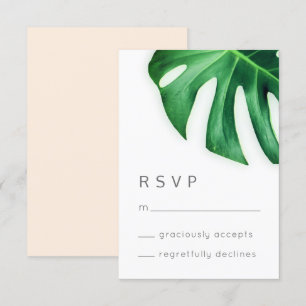 Tropische palmblad minimalistische RSVP-respons Ka Bedankkaart
