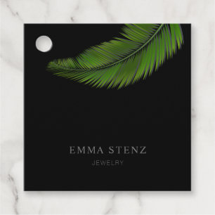 Tropische palmblad sieraden bedankjes labels