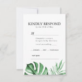 Tropische palmbladbruiloft RSVP met envelop Invi Kaart (Voorkant)