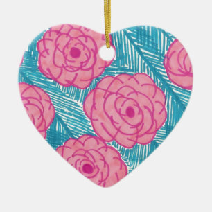 Tropische Palmbladen en Bloemen Keramisch Ornament