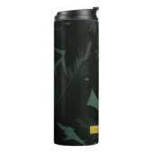 Tropische palmbladeren Elegant Groen Zwart Custom Thermosbeker (Gedraaid links)