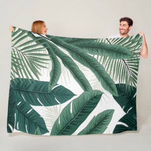 Tropische palmbladeren fleece deken
