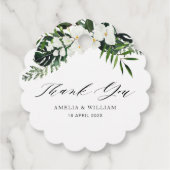 tropische palmbladeren groen bloemenbruiloft bedankjes labels (Achterkant)