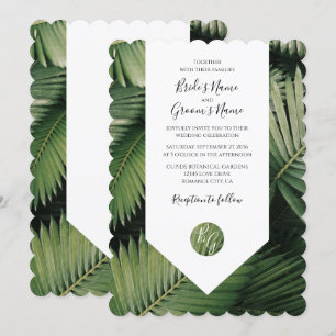 Tropische palmbladeren Groenery Wedding Invitation Kaart