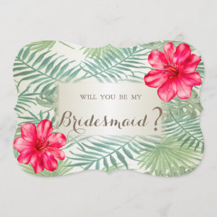 Tropische palmbladeren ,Hibiscus bruidsmeisje kaar Kaart