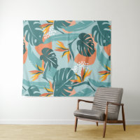 Tropische palmbladeren hibiscus en vormen patroon