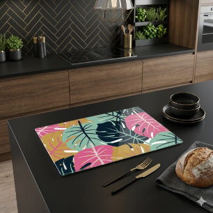 Tropische Palmbladeren in Roze & Blauw Decoratie Snijplank