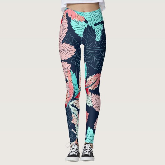 Tropische palmbladeren:  leggings (Voorkant)