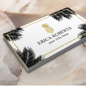 Tropische palmbladeren met gouden anananas visitekaartje