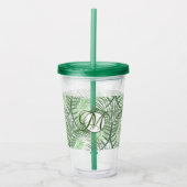 Tropische palmbladeren Monogram aangepast Acryl Drinkbeker (Voorkant)