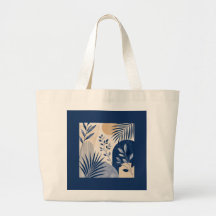 Tropische palmbladeren navy elegante tote tas
