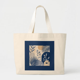 Tropische palmbladeren navy elegante tote tas