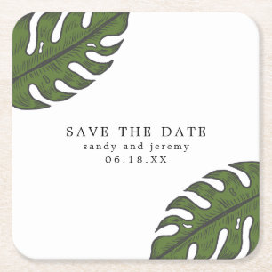 Tropische palmbladeren Niet-foto opslaan Datum Vierkante Kartonnen Onderzetter