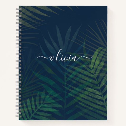 Tropische palmbladeren Notitieboek – donkergroen O (Voorkant)