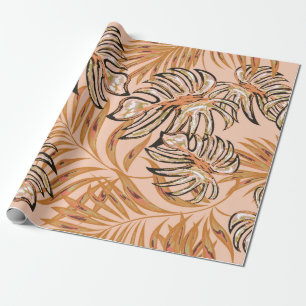 Tropische palmbladeren, oerwoud. florale pleister cadeaupapier