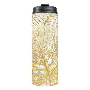 Tropische palmbladeren: patroon. thermosbeker