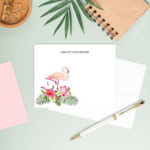 Tropische palmbladeren Roze Flamingo Aangepaste na Notitiekaartje