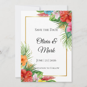 Tropische Palmbladeren Save the Date Moderne Zom Kaart