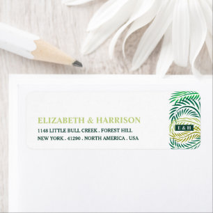 Tropische palmbladeren, strand bruiloft etiket