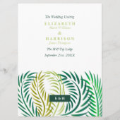 Tropische palmbladeren, strand bruiloft programma (Voorkant)