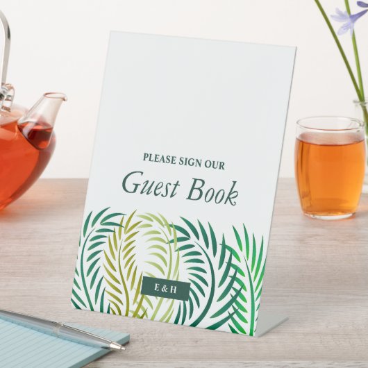 Tropische palmbladeren, strand bruiloft reclamebord met voetstuk (Insitu)