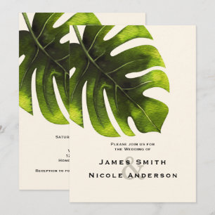 Tropische palmbladeren Zomer Elegant Modern Weddin Kaart