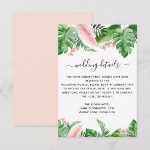 Tropische palmbloem Waterverf bruiloft details Kaart